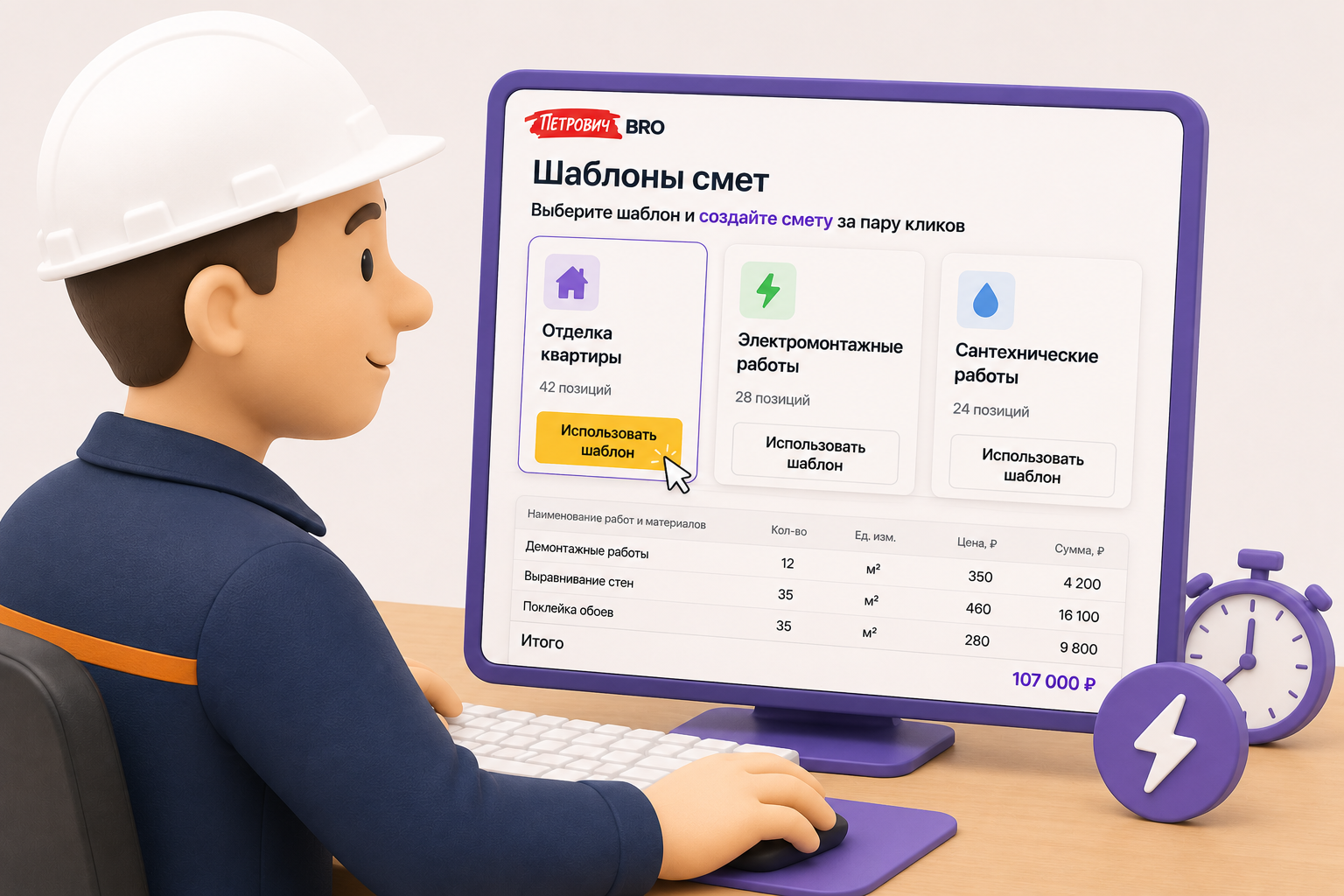 Шаблоны смет и быстрые расчеты: как экономить время в BRO